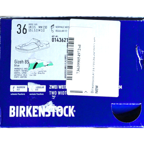 Birkenstock Shoes Womens 5 EU 36 Blue Gizeh Birko Flor Buckle Thong Sandal NEW - Picture 8 of 8